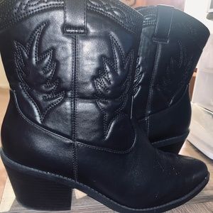 Faux Leather Cowgirl Boots